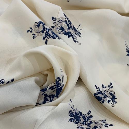 Blue vintage roses satin